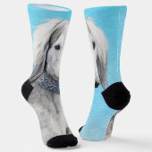 Saluki (zilver) schilderen - Kute Original Dog Art Sokken (Gebogen)