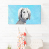 Saluki (zilver) schilderen - Kute Original Dog Art Spandoek (Insitu)