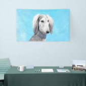 Saluki (zilver) schilderen - Kute Original Dog Art Spandoek (Beurs)