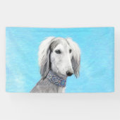 Saluki (zilver) schilderen - Kute Original Dog Art Spandoek (Horizontaal)