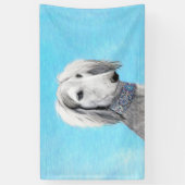 Saluki (zilver) schilderen - Kute Original Dog Art Spandoek (Verticaal)