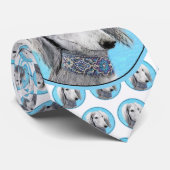 Saluki (zilver) schilderen - Kute Original Dog Art Stropdas (Opgerold)