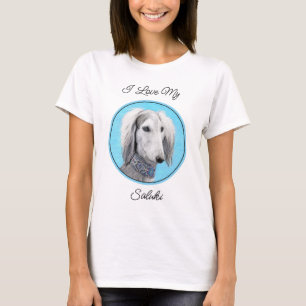 Saluki (zilver) schilderen - Kute Original Dog Art T-shirt