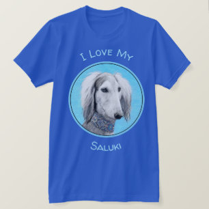 Saluki (zilver) schilderen - Kute Original Dog Art T-shirt