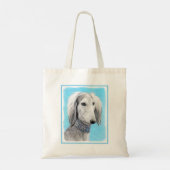 Saluki (zilver) schilderen - Kute Original Dog Art Tote Bag (Achterkant)