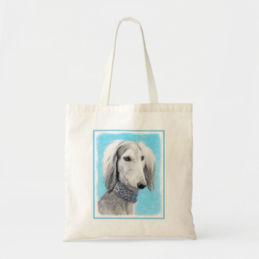 Saluki (zilver) schilderen - Kute Original Dog Art Tote Bag (Voorkant)
