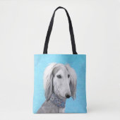 Saluki (zilver) schilderen - Kute Original Dog Art Tote Bag (Voorkant)