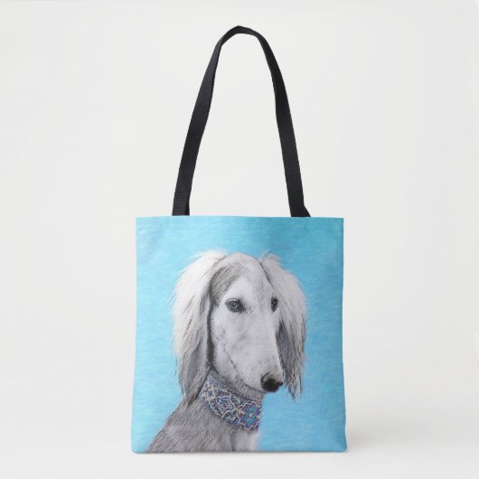 Saluki (zilver) schilderen - Kute Original Dog Art Tote Bag (Voorkant)