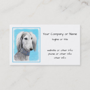 Saluki (zilver) schilderen - Kute Original Dog Art Visitekaartje