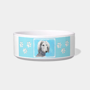 Saluki (zilver) schilderen - Kute Original Dog Art Voerbakje