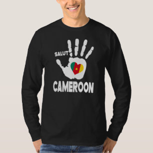 Salut Cameroon met camera's vlag in een hartliefde T-shirt