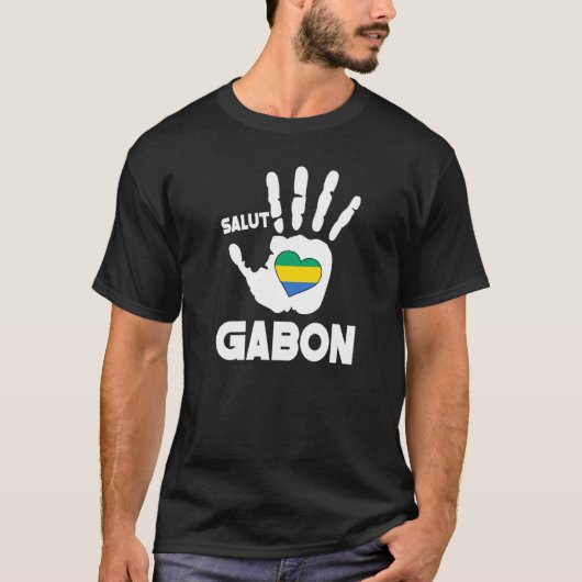 Salut Gabon met Gabonese vlag in een hartenliefheb T-shirt (Voorkant)