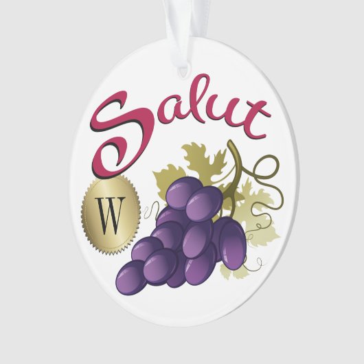 Salut Wine Monogram Ornament (voorkant)