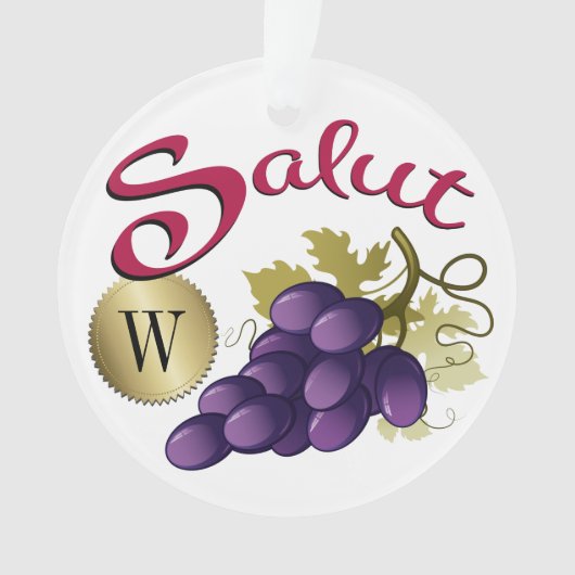 Salut Wine Monogram Ornament (voorkant)