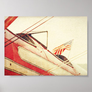 "Salute" Antiek vliegtuig Biplanes Red Poster