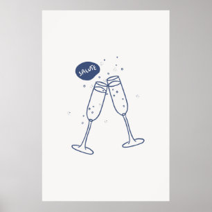 Salute Cheers Brillen Clinking Print Minimalist