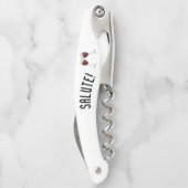 Salute, met wijn bril. kurkentrekker (Achterkant)