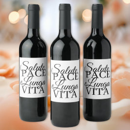 Salute, Pace, e Lunga Vita Bruiloft Wijn Etiket