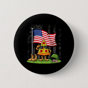 Salute Pizza Amerikaanse Vlag USA Memorial Day 4 j Ronde Button 5,7 Cm