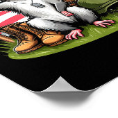 Salute Possum Amerikaanse vlag Memorial Day 4th O Poster (Hoek)