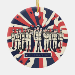 "Salute to Service: Happy Armed Forces Day" T-shir Keramisch Ornament