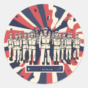 "Salute to Service: Happy Armed Forces Day" T-shir Ronde Sticker