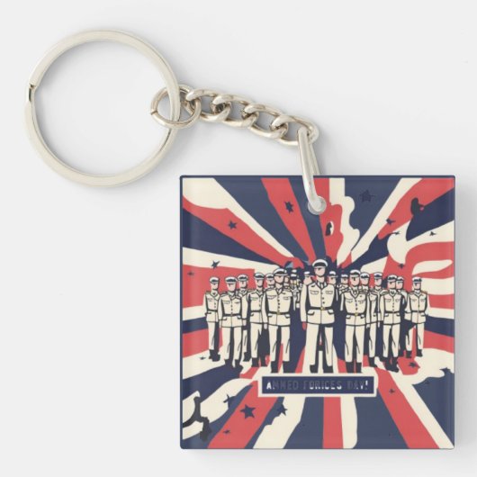 "Salute to Service: Happy Armed Forces Day" T-shir Sleutelhanger (voorkant)