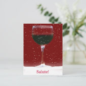Salute Wine Snow Cheers Happy Holiday Briefkaart (Staand voorkant)