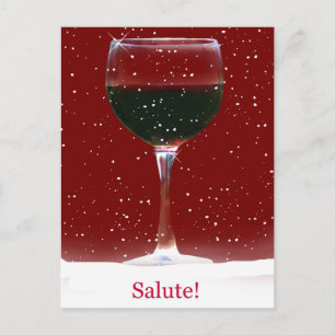 Salute Wine Snow Cheers Happy Holiday Briefkaart