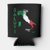 *~* Saluti Kaart van Italië Italiaans Taal Blikjeskoeler (Voorkant)