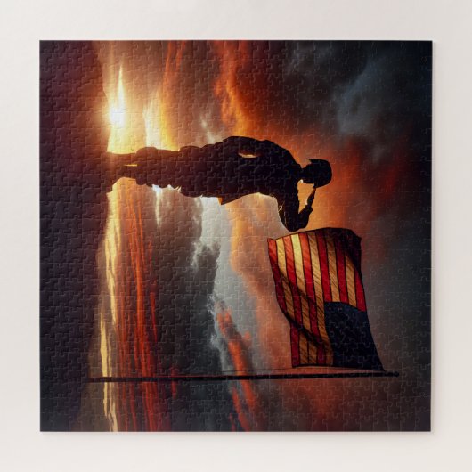 Saluting Amerikaanse soldaat Legpuzzel (Horizontaal)