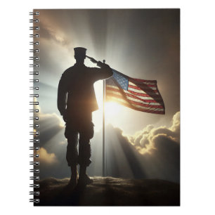 Saluting Amerikaanse soldaat Notitieboek