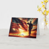 Saluting Amerikaanse soldaat voor sympathie Kaart (Gele Bloem)