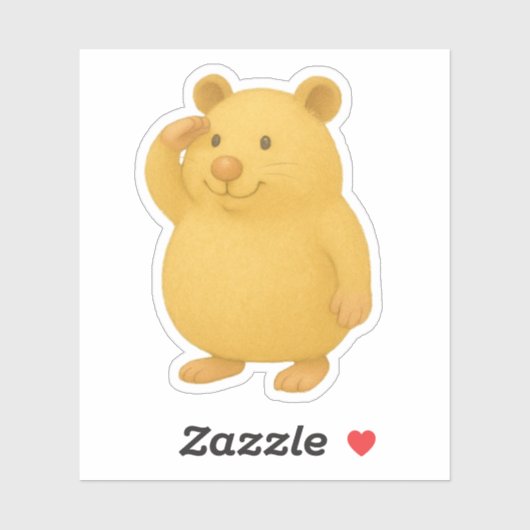 Saluting Cream Hamster Die-Cut Sticker (Vel)