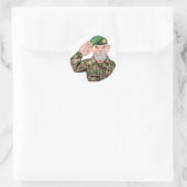 Saluting Soldier Cartoon Ronde Sticker (Tas)