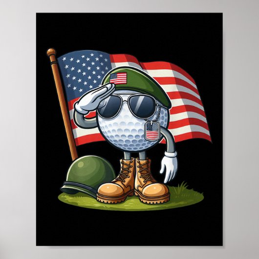 Saluut Golf Amerikaanse vlag Memorial Dag 4e van Poster (Voorkant)