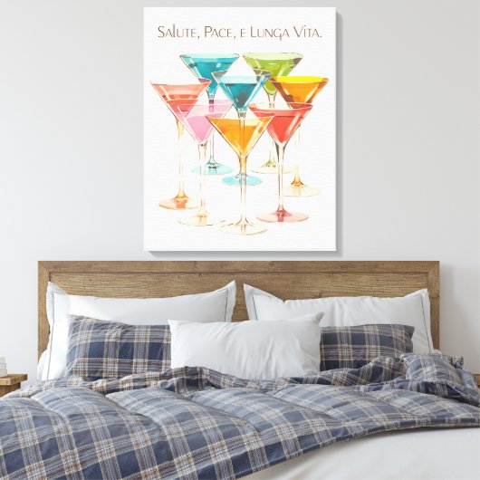 Saluut, Pace, e Lunga Vita  Martiniklas Canvas Afdruk (Insitu (Slaapkamer))