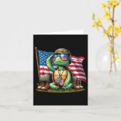 Saluut Turtle American USA Flag Memorial Day 4th O Kaart (Gele Bloem)