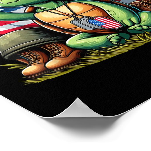 Saluut Turtle American USA Flag Memorial Day 4th O Poster (Hoek)