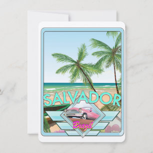Salvador Brazilië vintage reisposter in retro stij