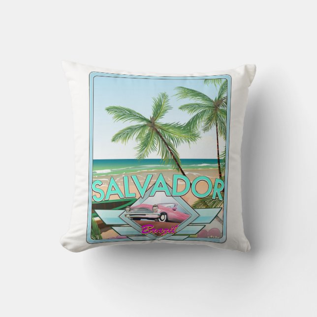 Salvador Brazilië vintage stijl reisposter. Kussen (Voorkant)