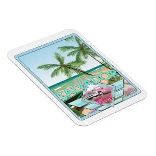 Salvador Brazilië vintage stijl reisposter. Magneet