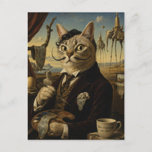 Salvador Dali Surrealistische Kunstenaar Kat Portr Briefkaart