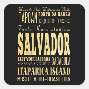 Salvador Stad van Brazilië Typografie Kunst Vierkante Sticker
