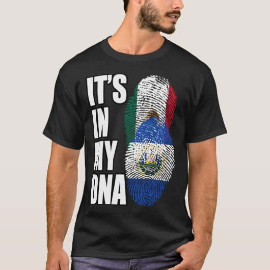 Salvadoraanse en Mexicaanse DNA-vlag voor Mix Heri T-shirt (Voorkant)
