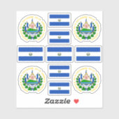 Salvadoraanse staatssymbolen / wapenschild en vlag sticker (Vel)