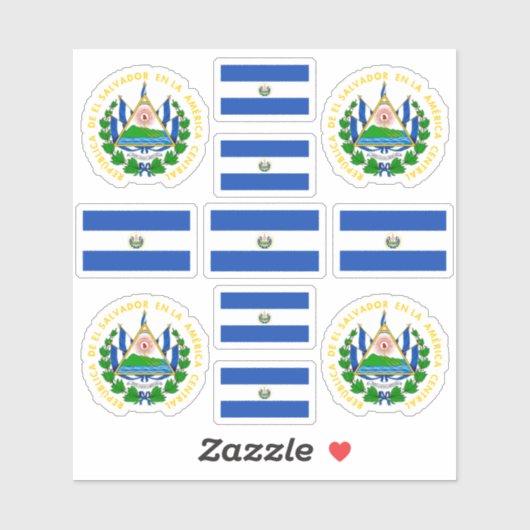 Salvadoraanse staatssymbolen / wapenschild en vlag sticker (Vel)