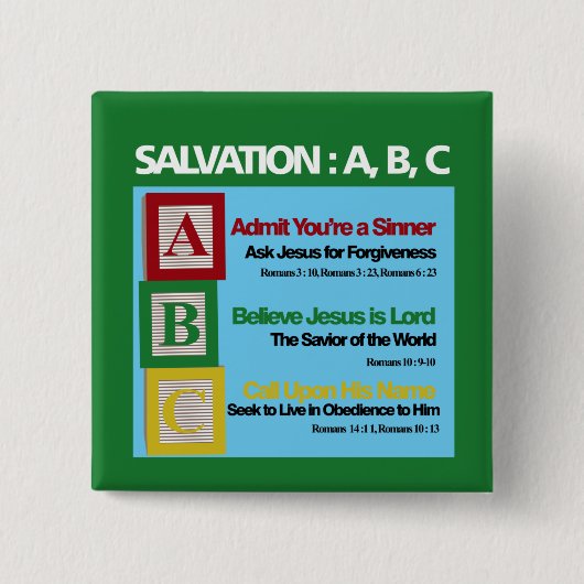 Salvatie ABC Vierkante Button 5,1 Cm (Voorkant)