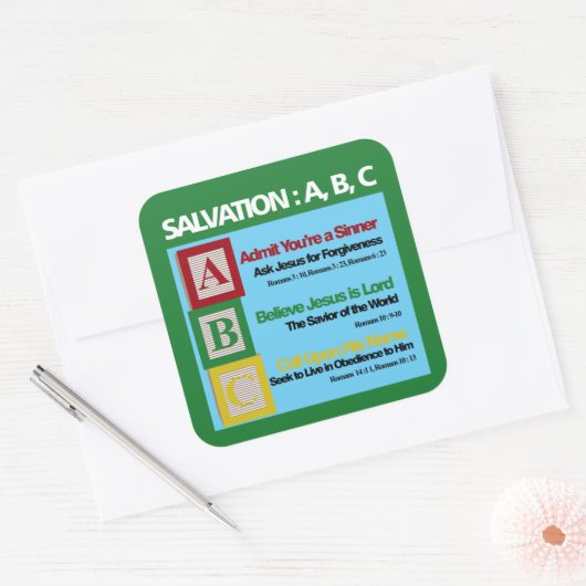 Salvatie ABC Vierkante Sticker (Envelop)