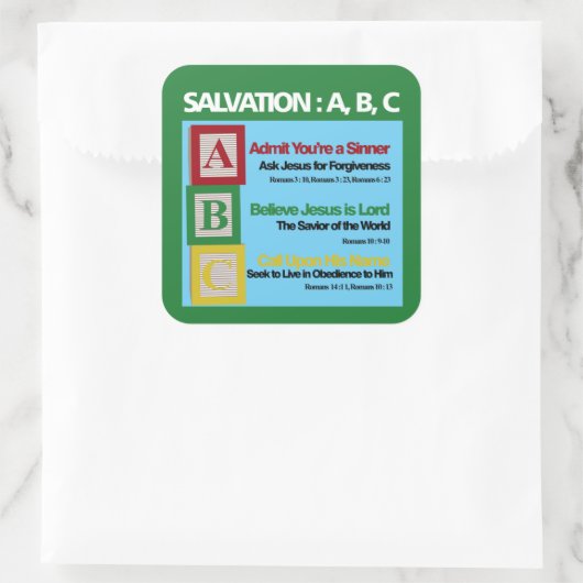 Salvatie ABC Vierkante Sticker (Tas)
